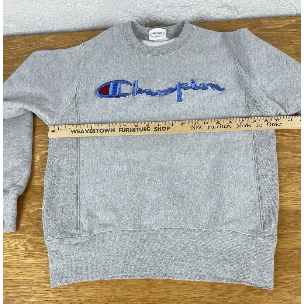 Champion Reverse Weave Sweatshirt Mens Small Gray Embroidered Script Logo GF70 - Picture 5 of 11
